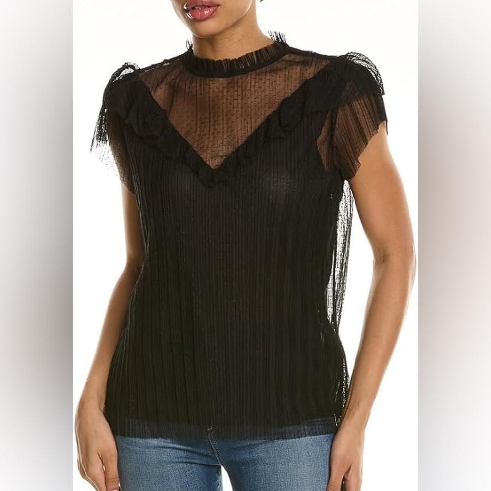 Ted Baker elegant timeless wardrobe staple Black Sheer lace feminine Blouse
